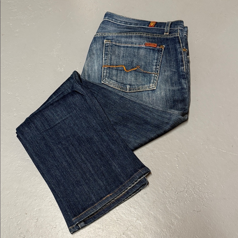 7 For All Mankind Dark Blue Straight Jeans